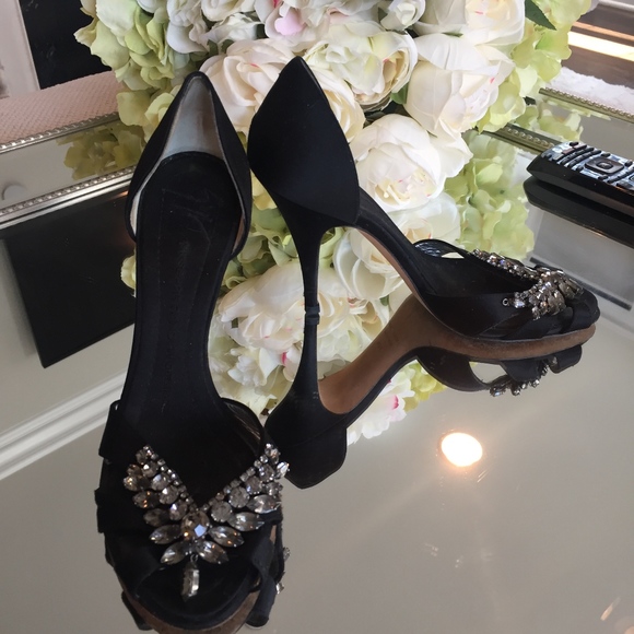 Giuseppe Zanotti Black Satin Crystal D'orsay Heels - Picture 6 of 8
